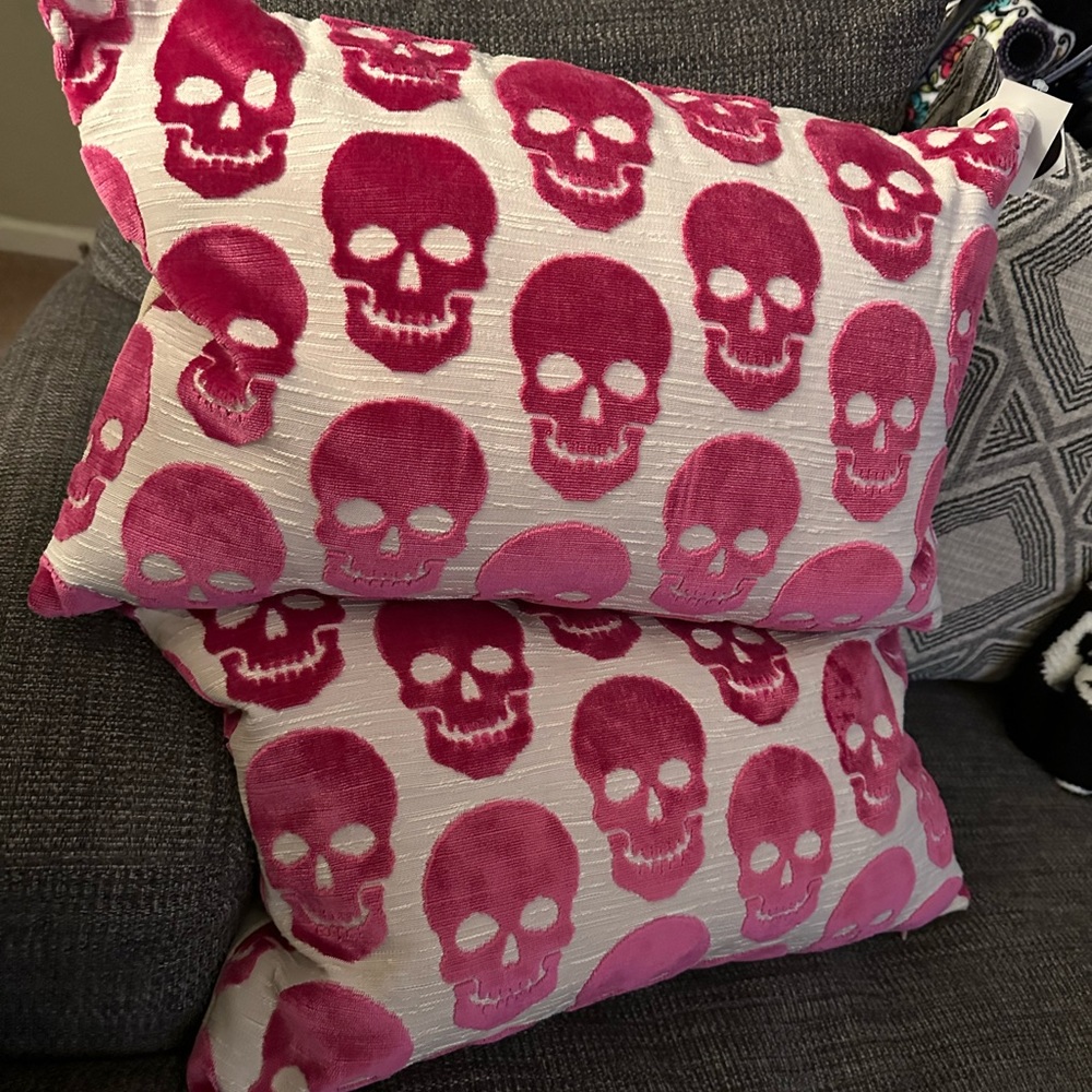 Pink Skulls Pillow